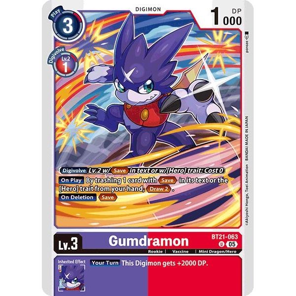 Image for Gumdramon (BT21-063 U) (BT21) - Digimon Card Game