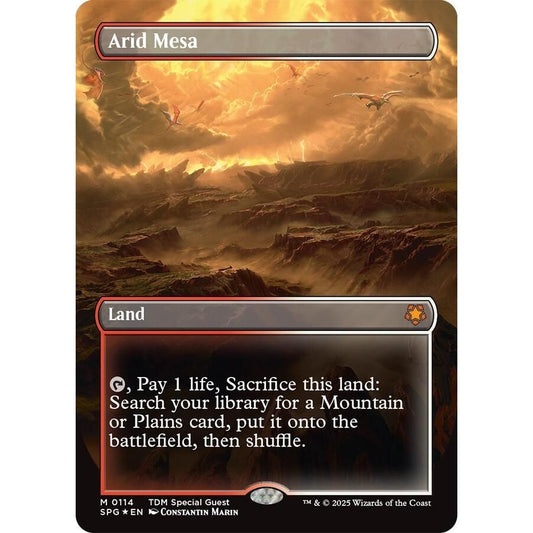 Image for Arid Mesa (Borderless) (Dragonscale Foil) (114) (SPG) - Magic: The Gathering