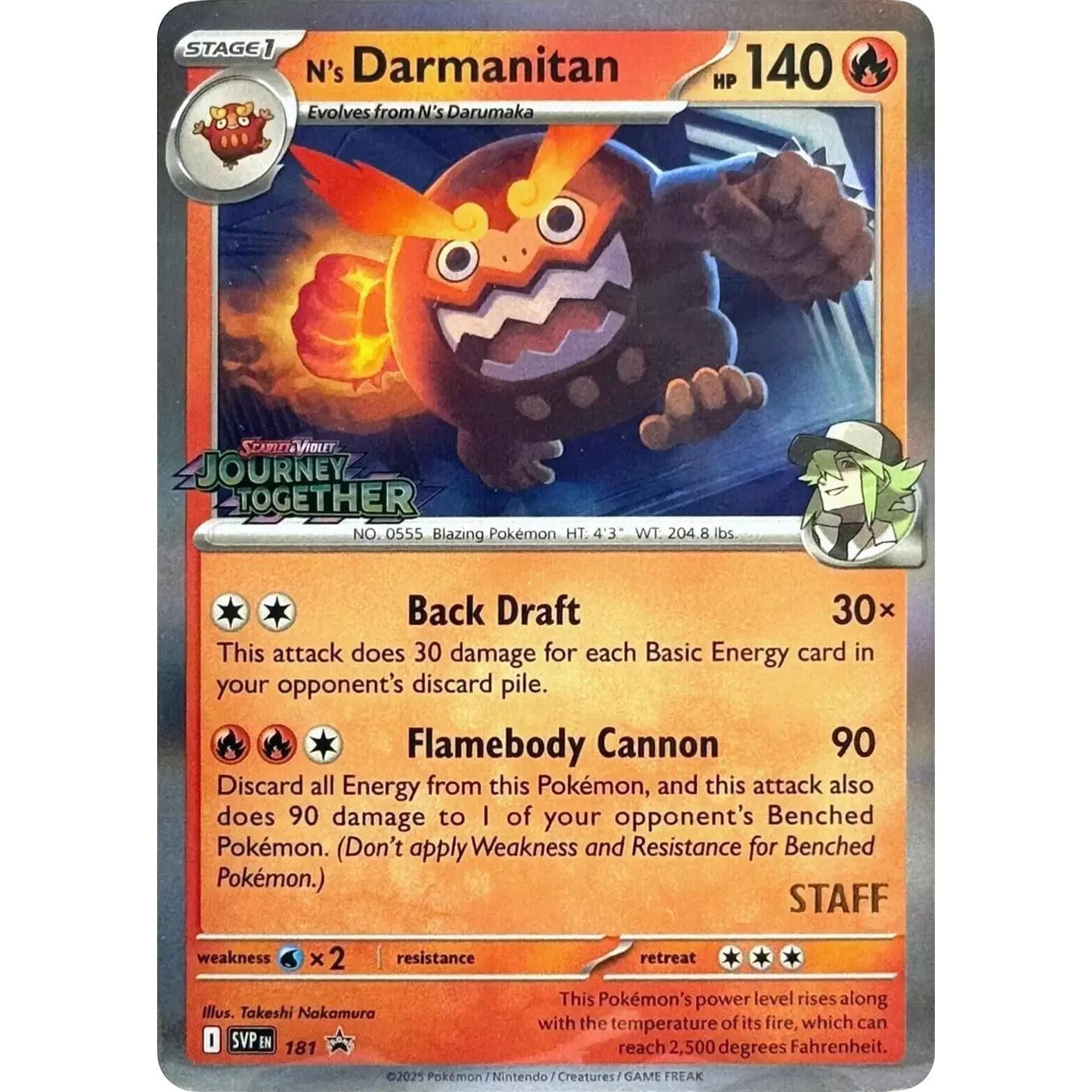 Image for N's Darmanitan - 181 (Prerelease) [Staff] (181) (SVP) - Pokemon