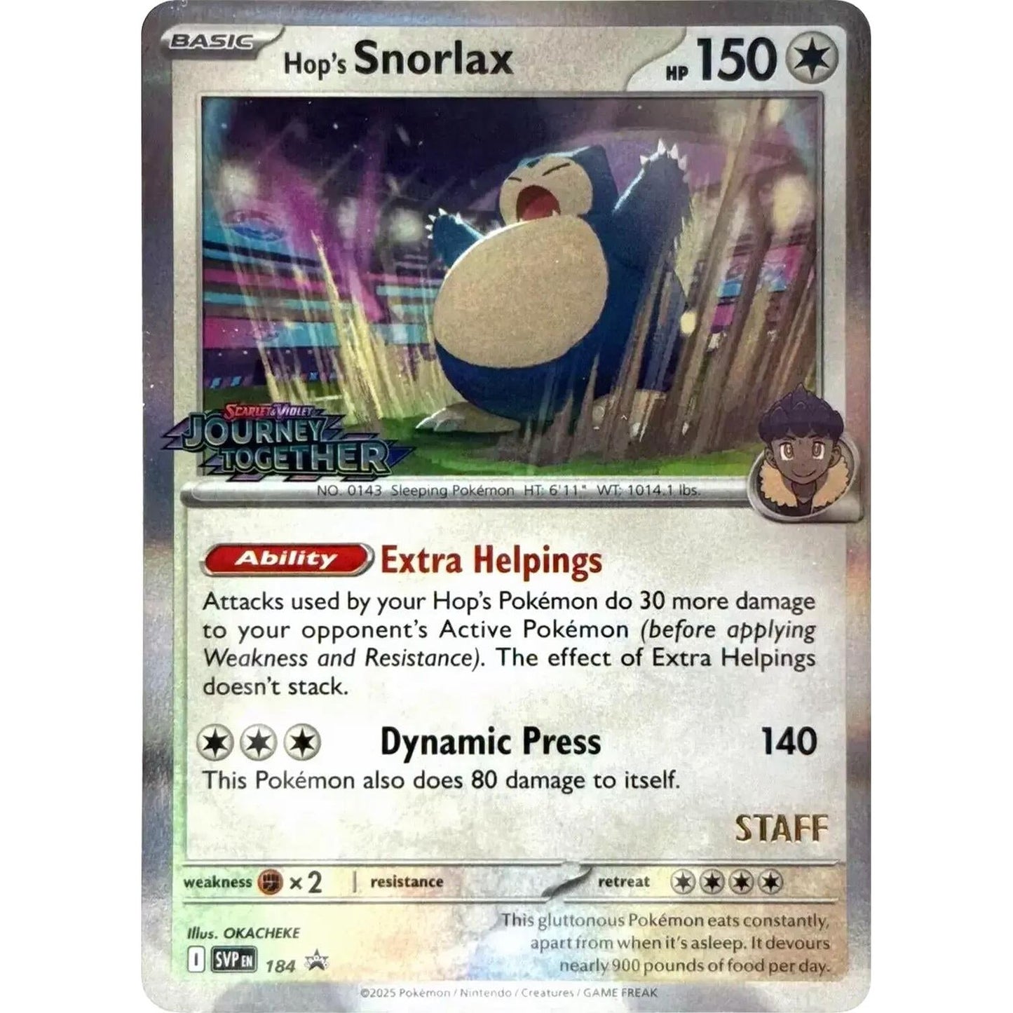 Image for Hop's Snorlax - 184 (Prerelease) [Staff] (184) (SVP) - Pokemon