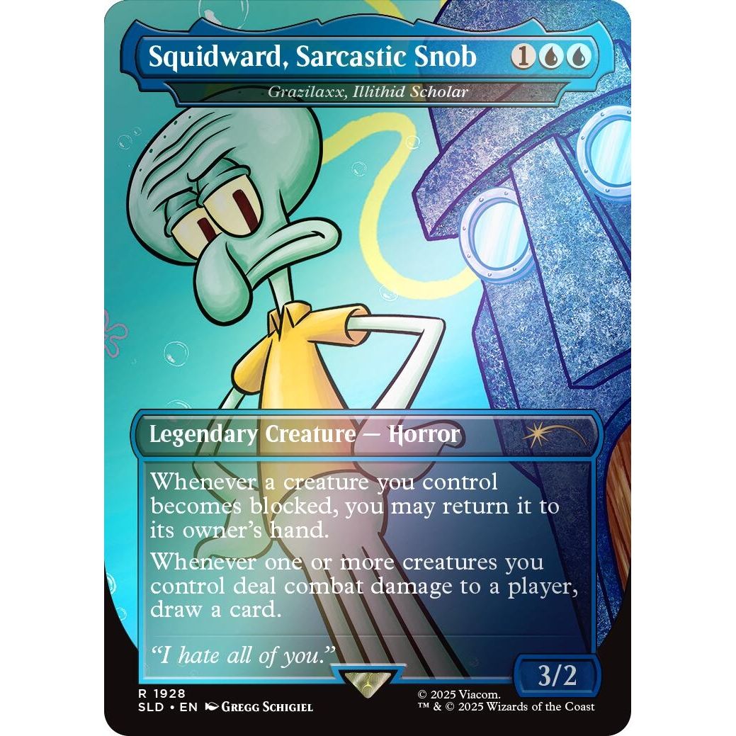Image for Squidward, Sarcastic Snob - Grazilaxx, Illithid Scholar (Rainbow Foil) (1928) (SLD) - Magic: The Gathering