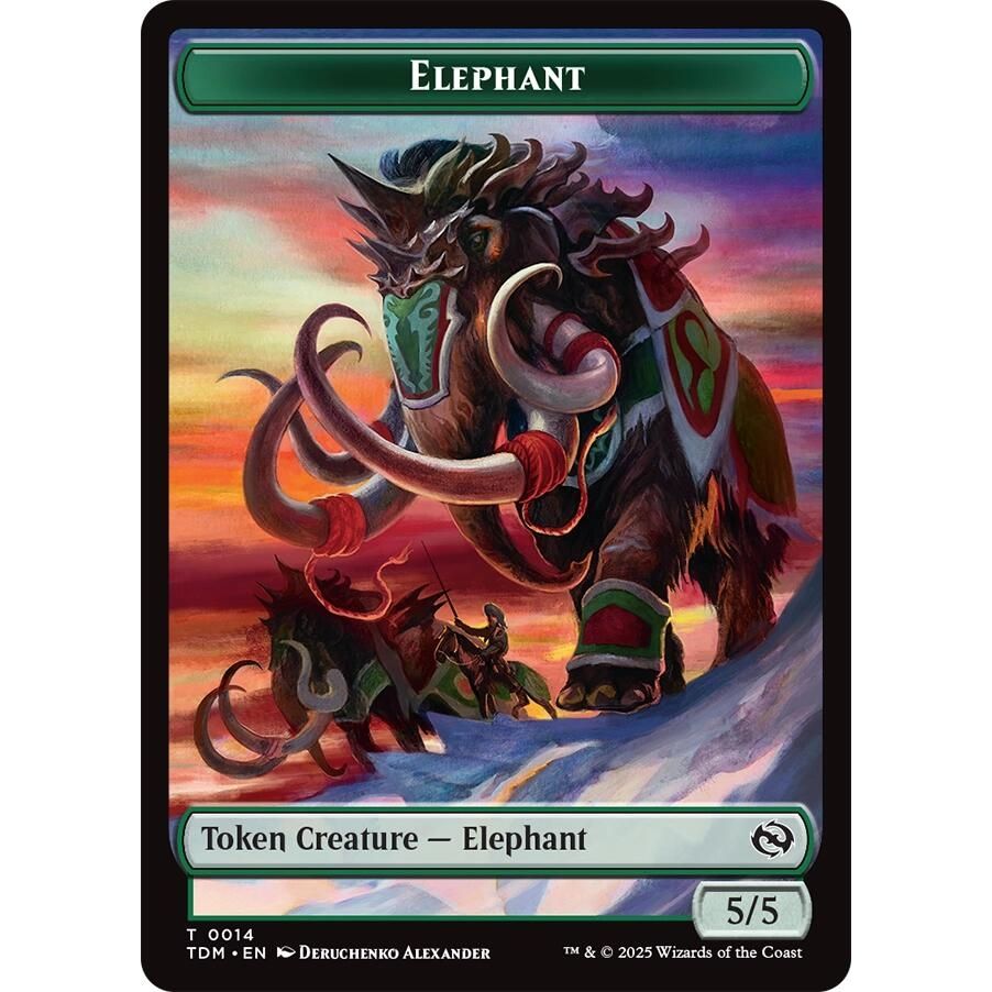 Image for Elephant // Treasure  Double-Sided Token (14 // 16) (TDM) - Magic: The Gathering