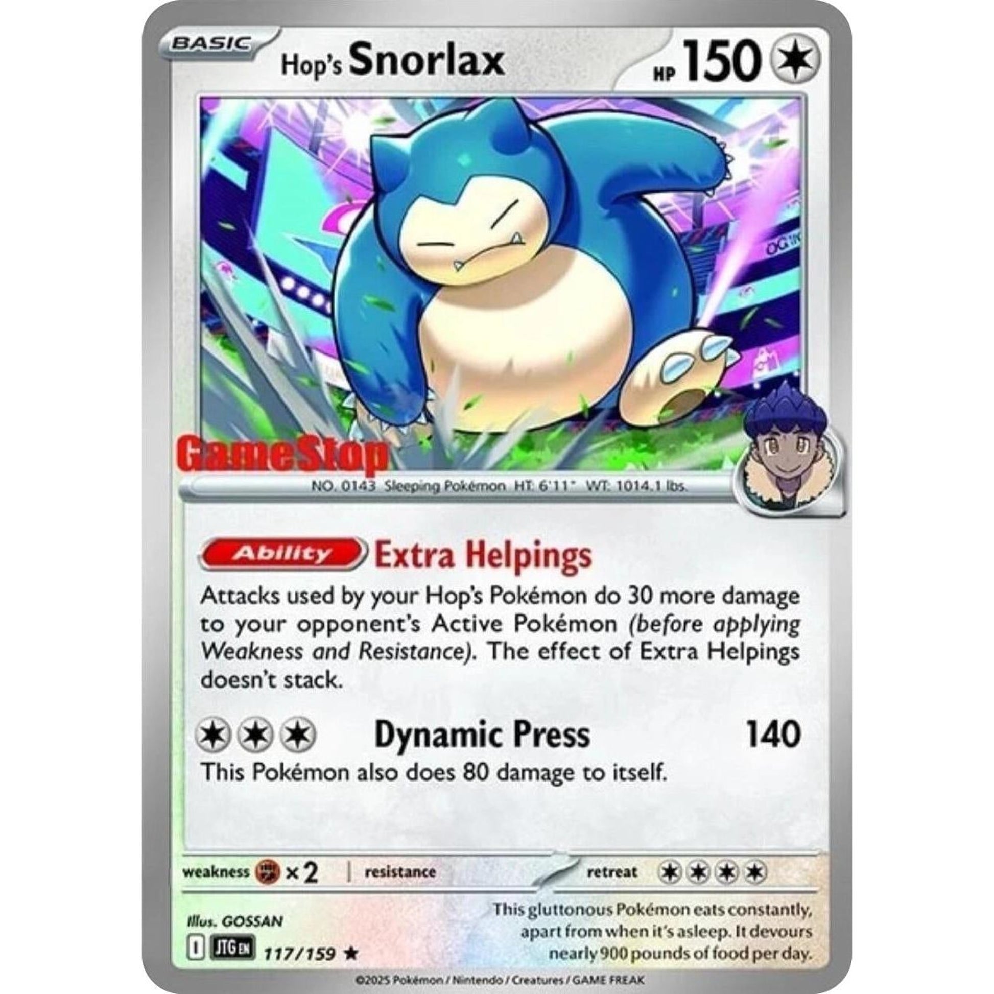 Image for Hop's Snorlax - 117/159 (GameStop) (Cosmos Holo) (117/159) (JTG) - Pokemon