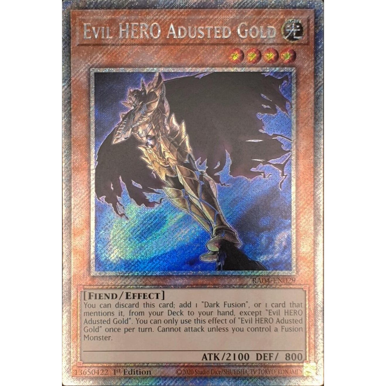 Image for Evil HERO Adusted Gold (Platinum Secret Rare) (RA04-EN029) - YuGiOh