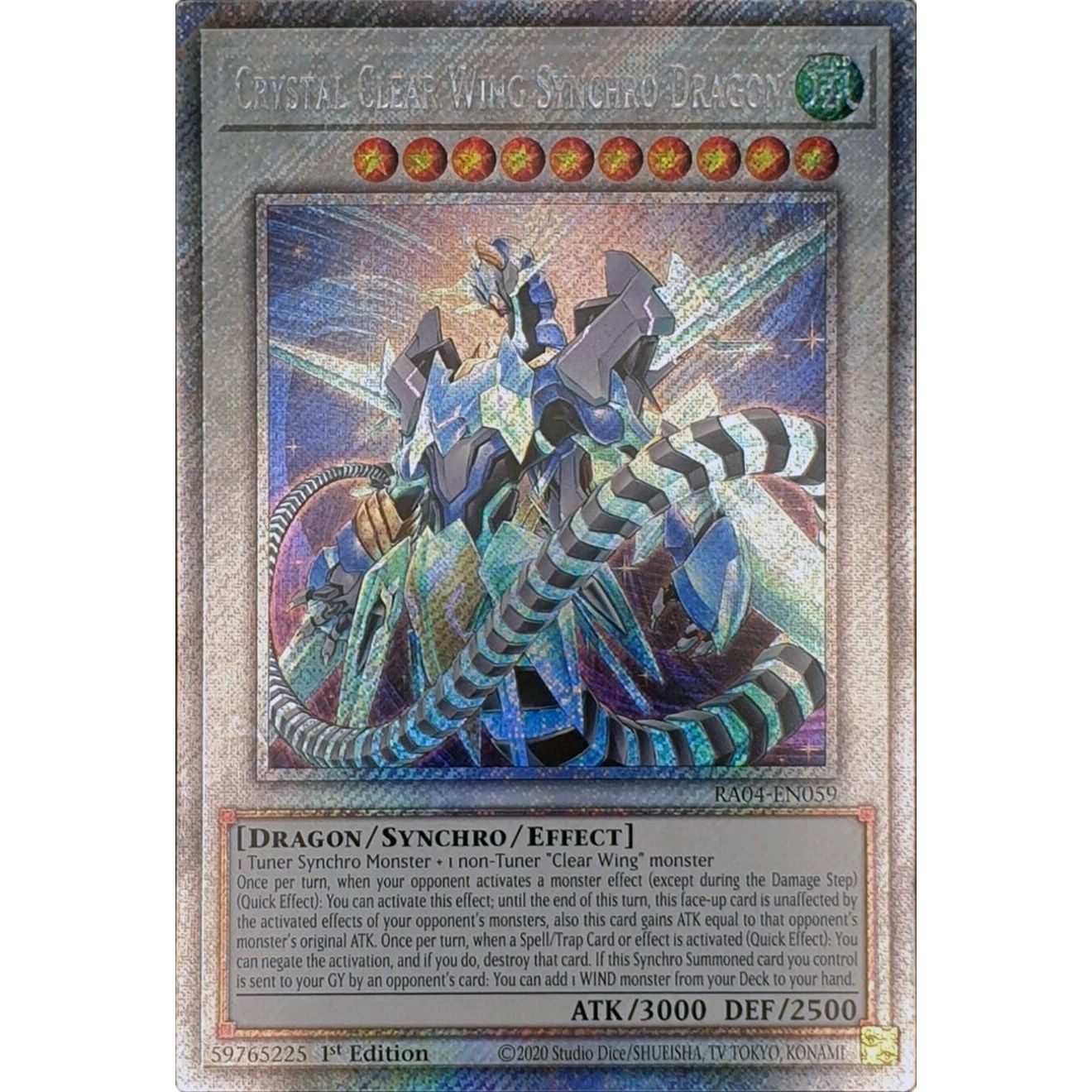 Image for Crystal Clear Wing Synchro Dragon (Platinum Secret Rare) (RA04-EN059) - YuGiOh