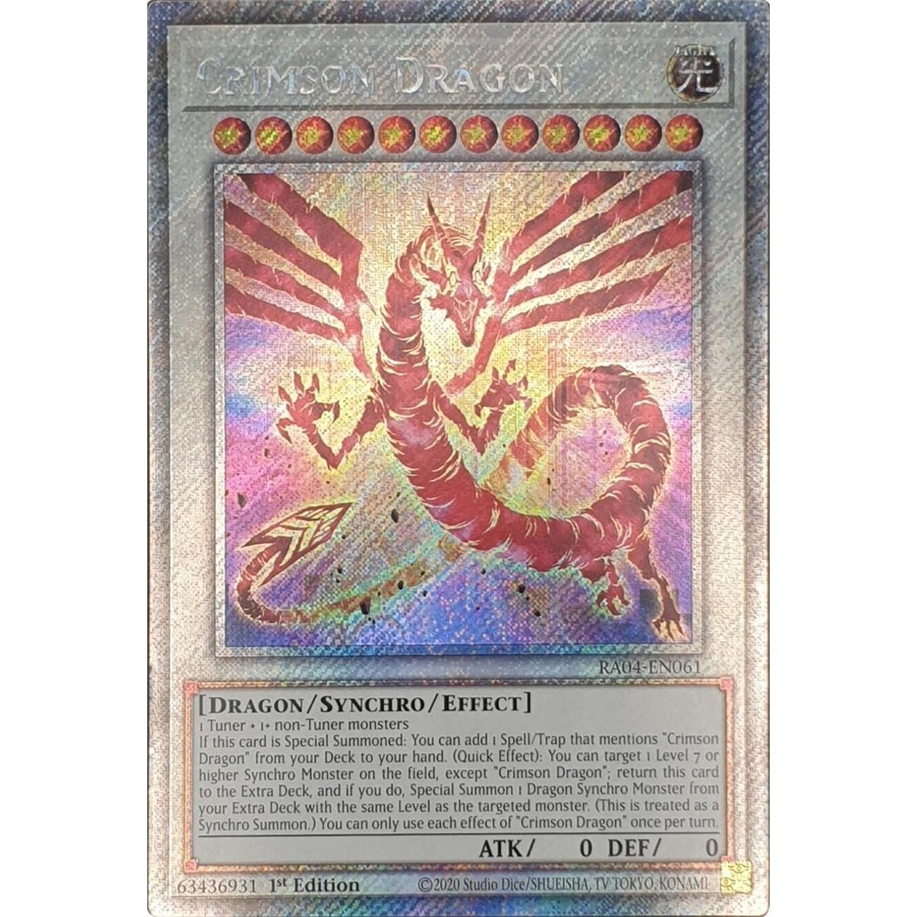 Image for Crimson Dragon (Platinum Secret Rare) (RA04-EN061) - YuGiOh