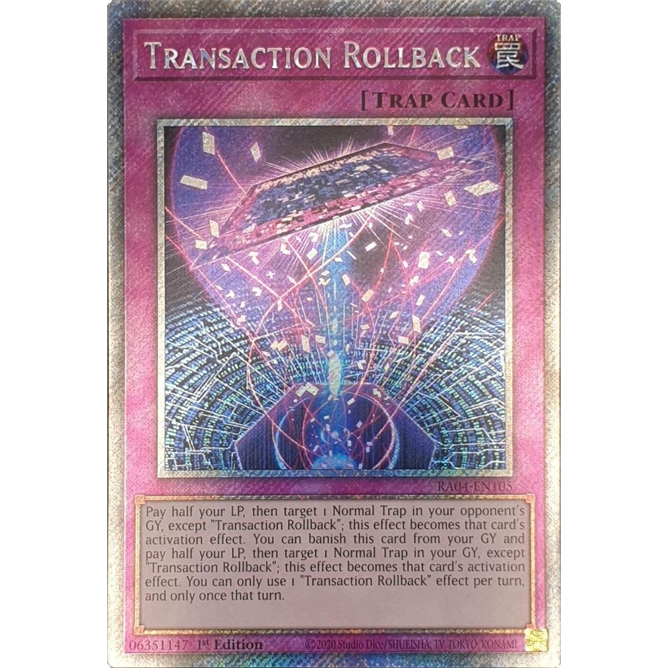 Image for Transaction Rollback (Platinum Secret Rare) (RA04-EN105) - YuGiOh