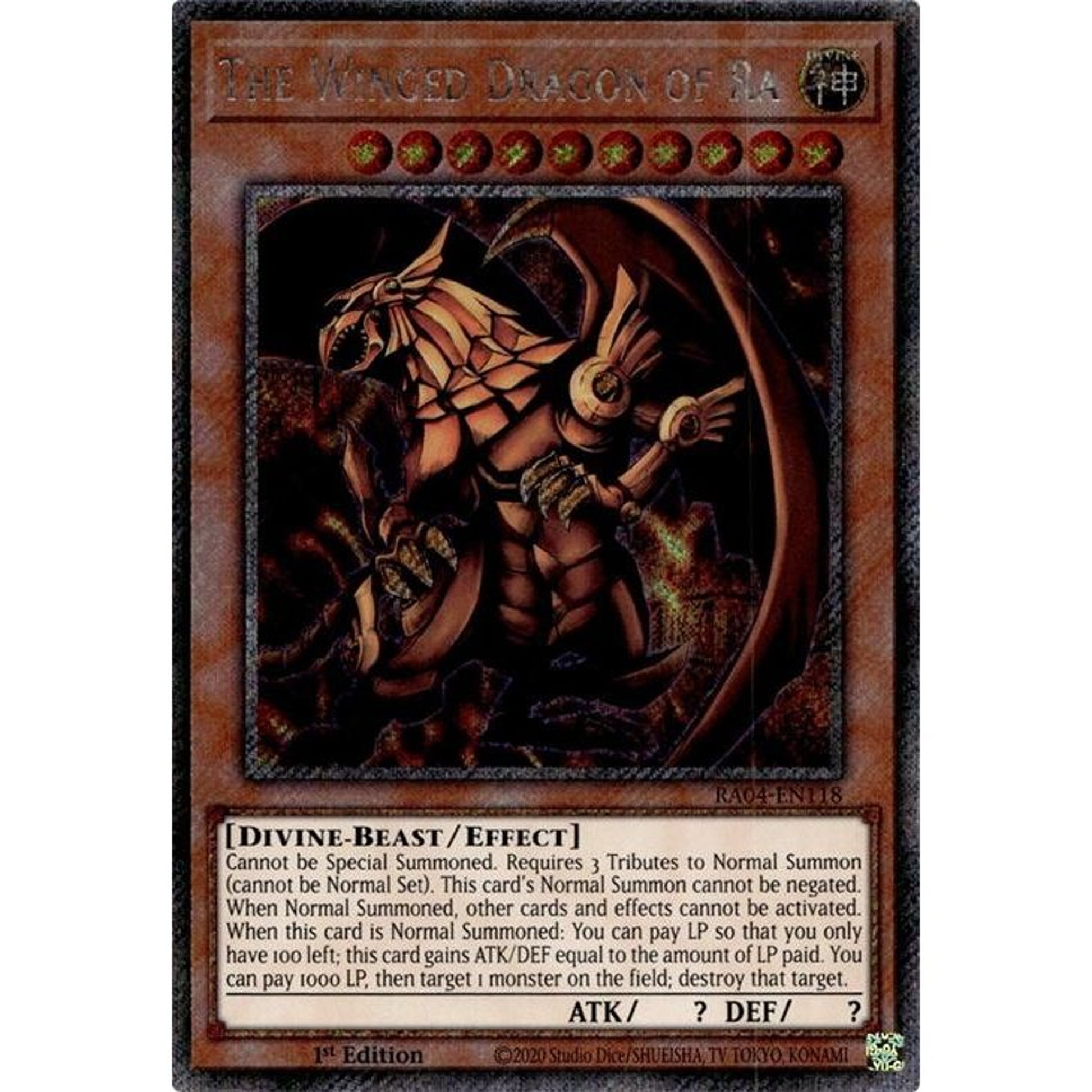Image for The Winged Dragon of Ra (Platinum Secret Rare) (RA04-EN118) - YuGiOh