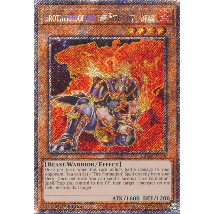 Image for Brotherhood of the Fire Fist - Bear (Platinum Secret Rare) (RA04-EN198) - YuGiOh
