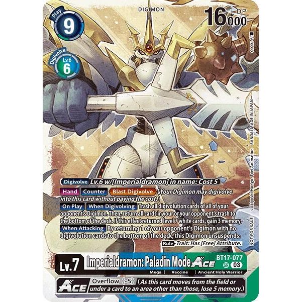 Image for Imperialdramon: Paladin Mode ACE (World Convergence Release Event) (BT17-077 SR) (BT21_PR) - Digimon Card Game