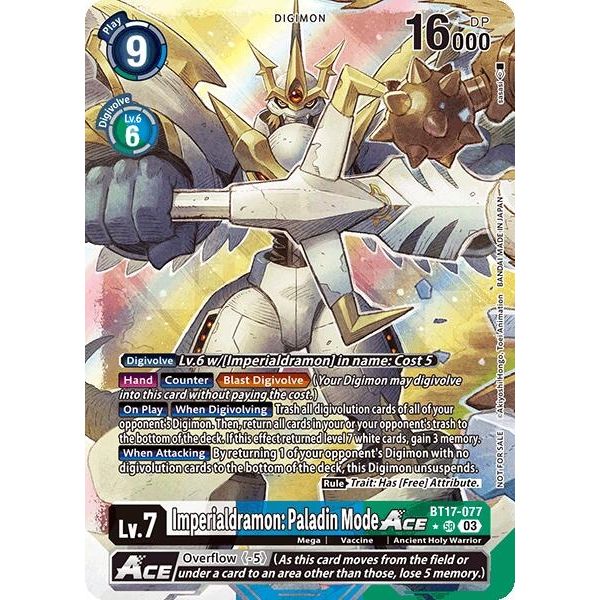 Image for Imperialdramon: Paladin Mode ACE (World Convergence Release Event Winner) (BT17-077 SR) (BT21_PR) - Digimon Card Game