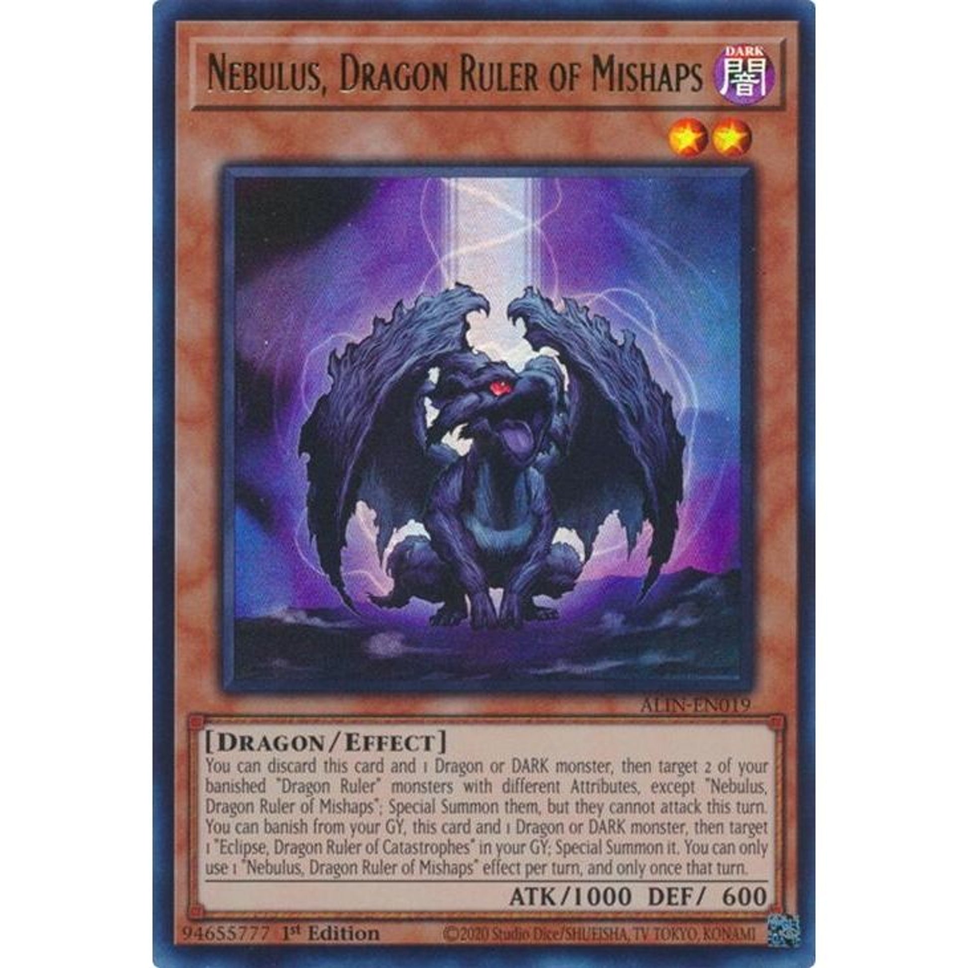 Image for Nebulus, Dragon Ruler of Mishaps (ALIN-EN019) (ALIN) - YuGiOh