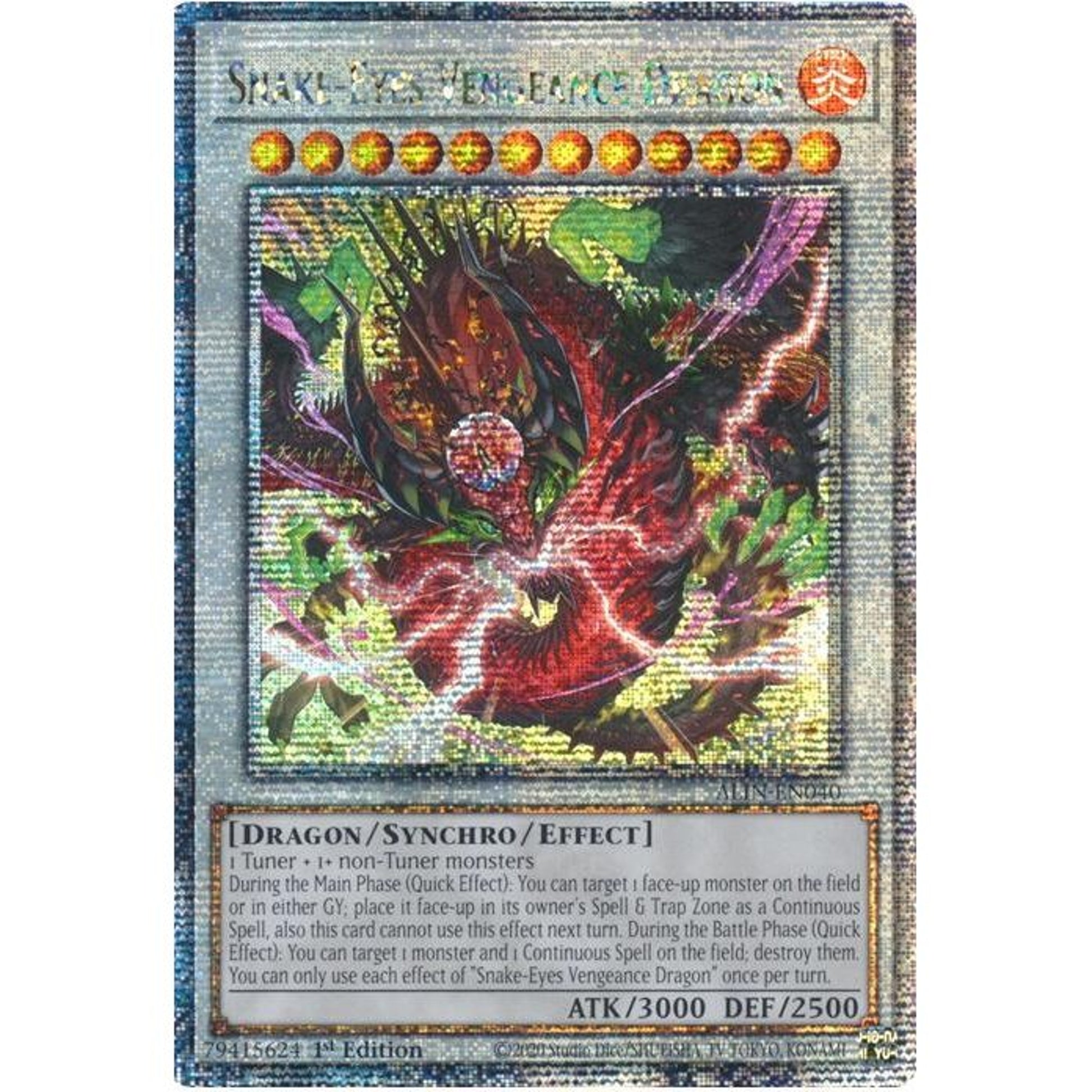 Image for Snake-Eyes Vengeance Dragon (Quarter Century Secret Rare) (ALIN-EN040) (ALIN) - YuGiOh