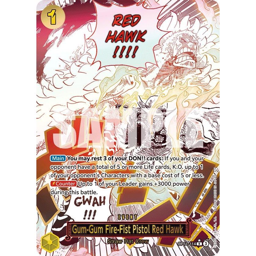 Image for Gum-Gum Fire-Fist Pistol Red Hawk (Alternate Art) (OP11-114) (OP11) - One Piece Card Game