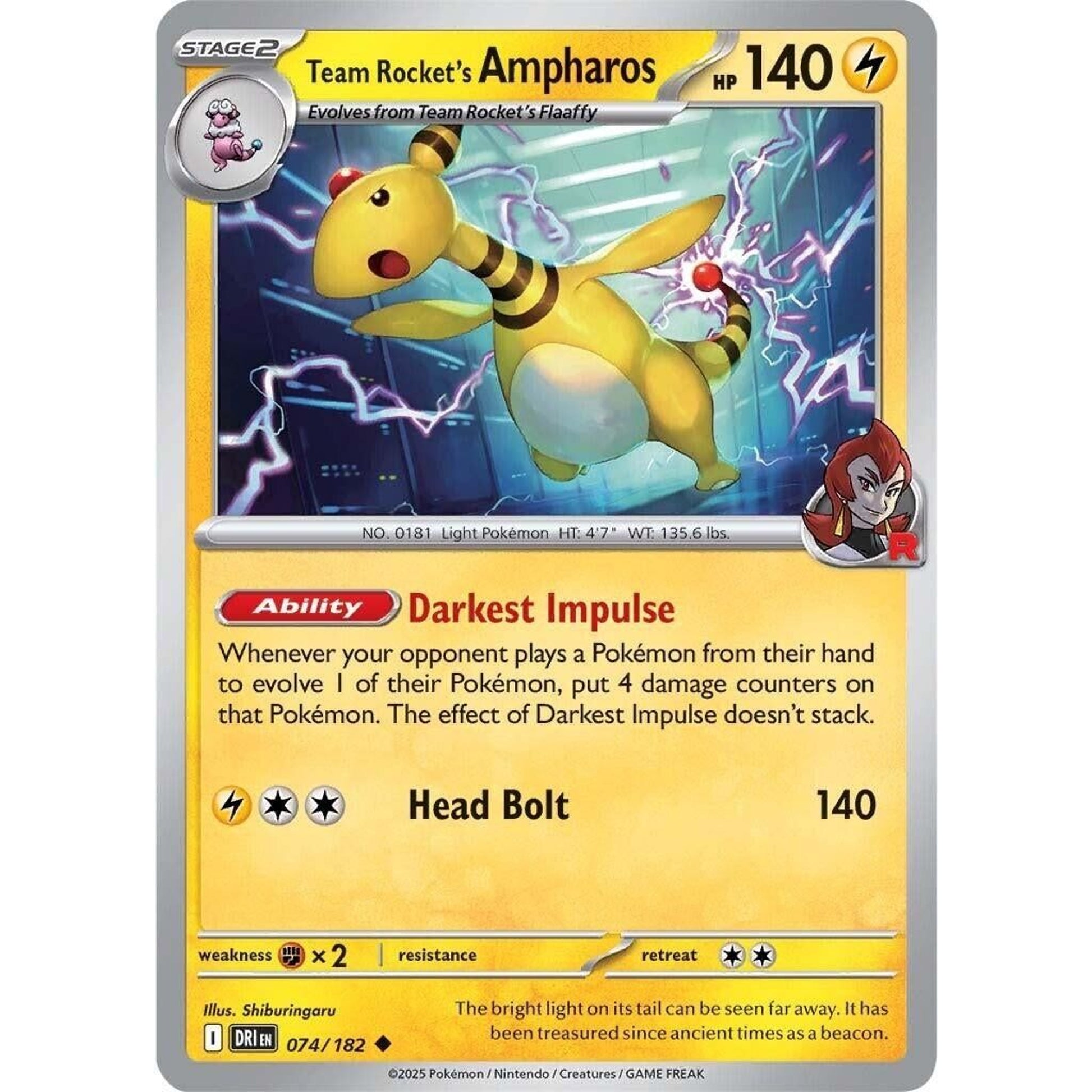 Image for Team Rocket's Ampharos (074/182) (DRI) - Pokemon