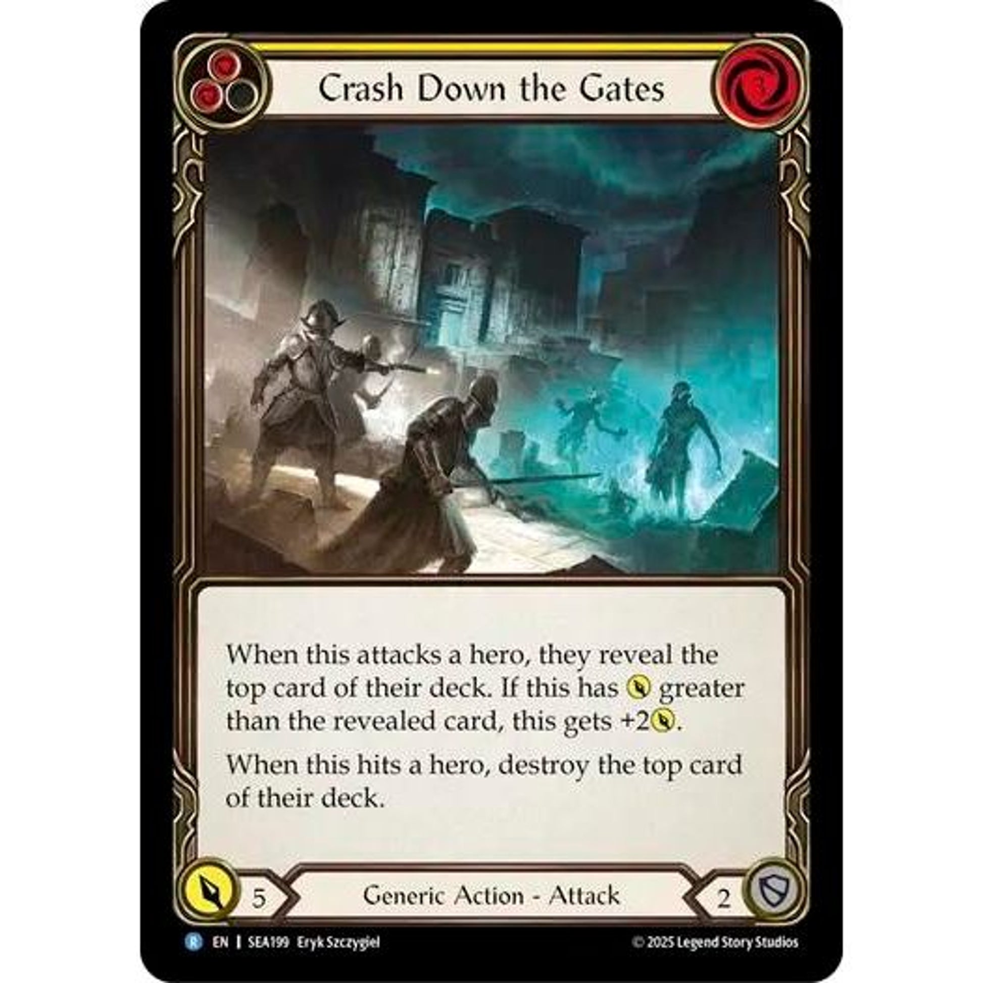 Image for Crash Down the Gates (Yellow) (SEA199) - Flesh and Blood TCG