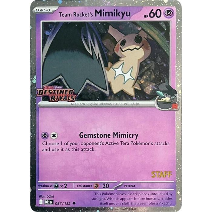 Image for Team Rocket's Mimikyu (Prerelease Staff) (087/182) (DRI) - Pokemon