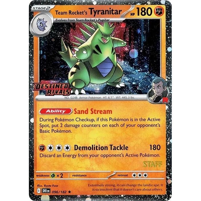 Image for Team Rocket's Tyranitar (Prerelease Staff) (096/182) (DRI) - Pokemon