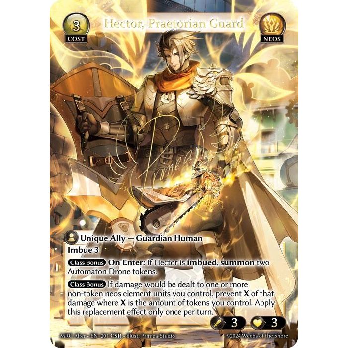 Image for Hector, Praetorian Guard (CSR) (201) (MH Alter) - Grand Archive TCG