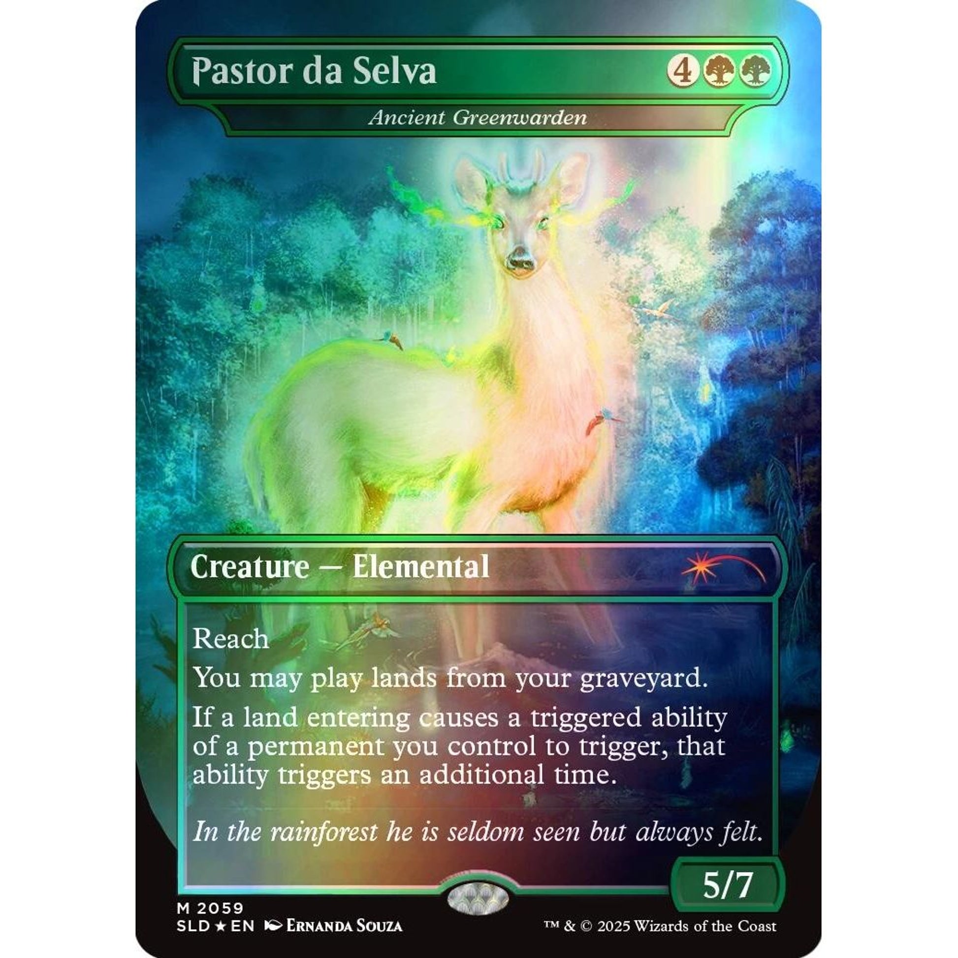 Image for Pastor da Selva - Ancient Greenwarden (Rainbow Foil) (2059) (SLD) - Magic: The Gathering