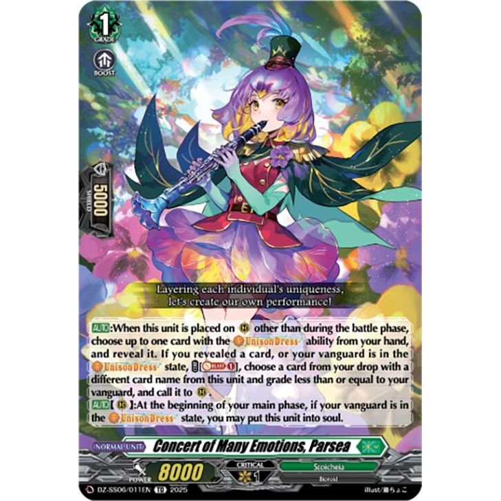 Image for Concert of Many Emotions, Parsea (DZ-SS06/011EN) (DZ-SS06) - Cardfight Vanguard