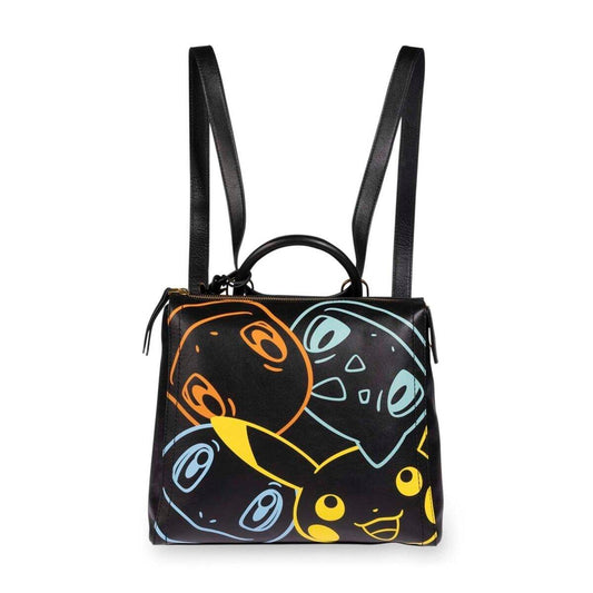 Image for Pokemon Center  Fossil: Kanto First Partners Black Leather Parker Convertible Small Backpack - Collectible Storage