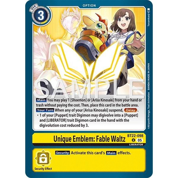 Image for Unique Emblem: Fable Waltz (BT22-098 U) (BT22) - Digimon Card Game
