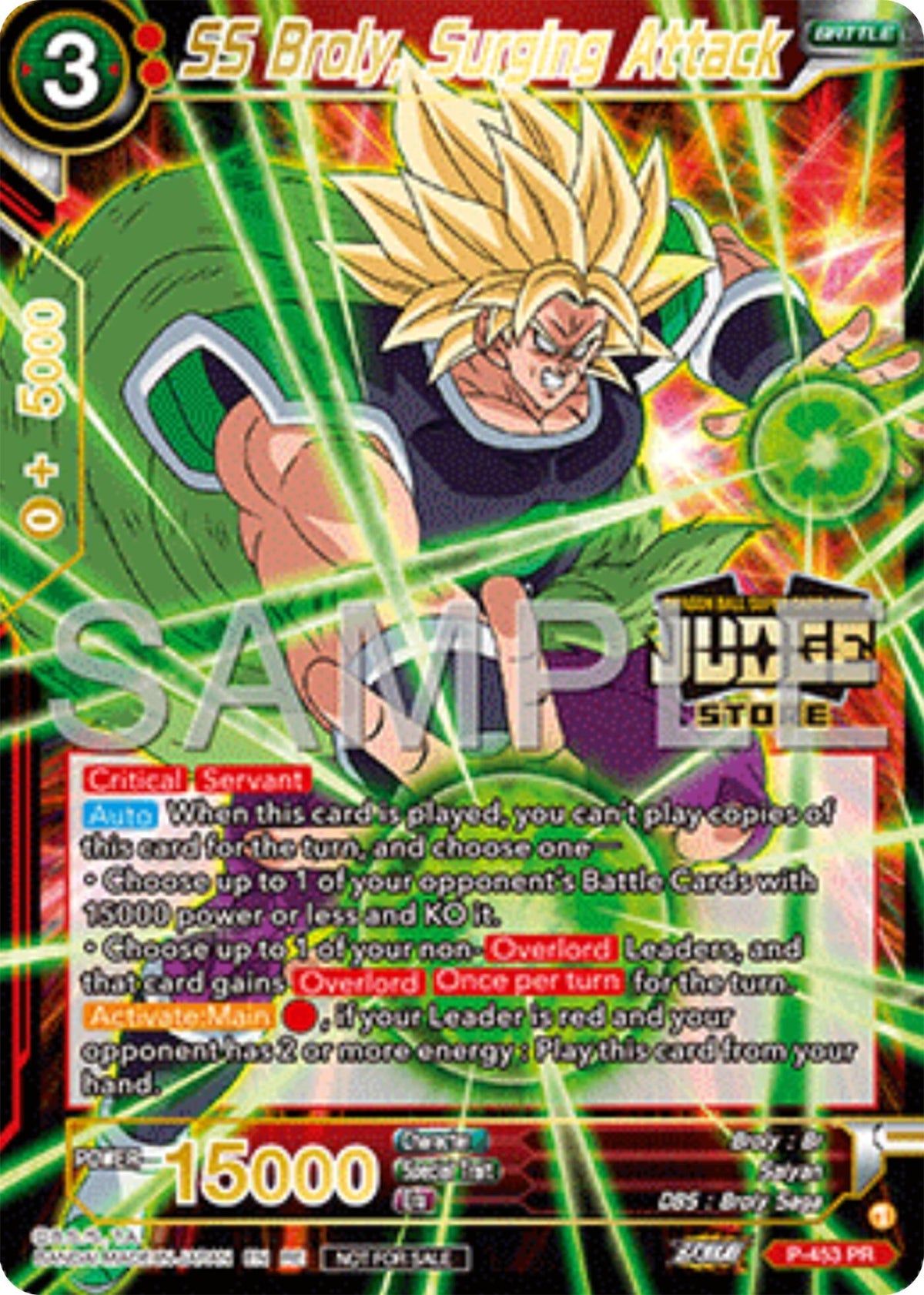 Image for SS Broly, Surging Attack (Judge Pack Vol.17) (Store) (P-453) (JPR) - Dragon Ball Super: Masters