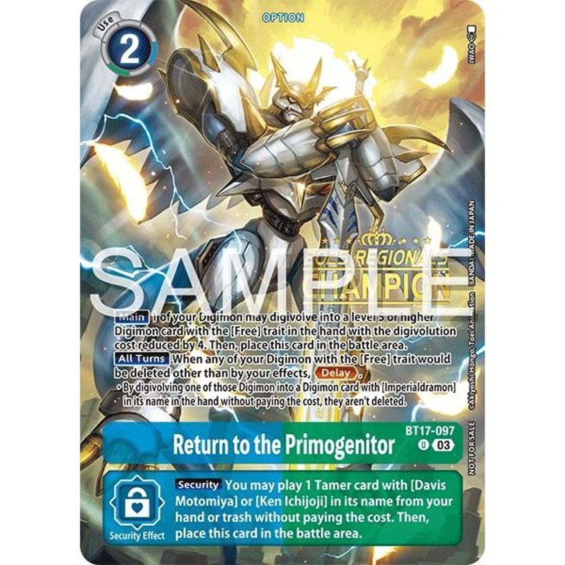 Image for Return to the Primogenitor (Regionals 25-26 Season 2 Champion) (BT17-097 U) (BT17) - Digimon Card Game
