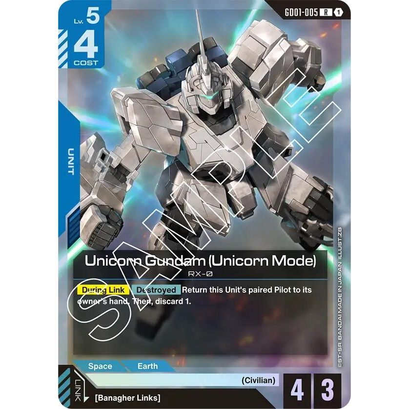 Image for Unicorn Gundam (Unicorn Mode) (GD01-005) (GD01) - Gundam Card Game