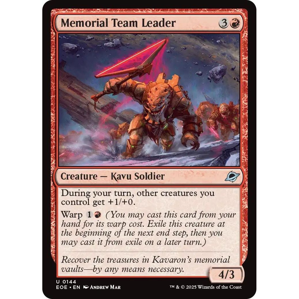 Image for Memorial Team Leader (144) (EOE) - Magic: The Gathering
