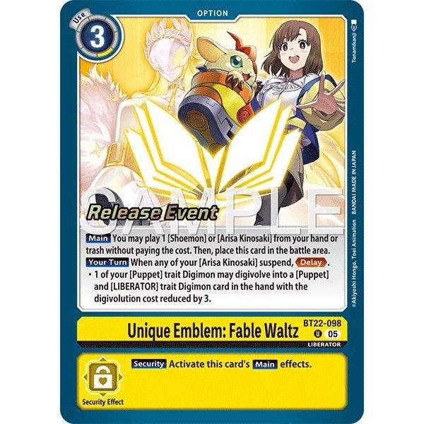 Image for Unique Emblem: Fable Waltz (BT22-098 U) (BT22_RE) - Digimon Card Game