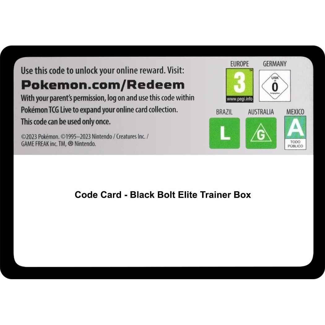 Image for Code Card - Black Bolt Elite Trainer Box (BLK) - Pokemon