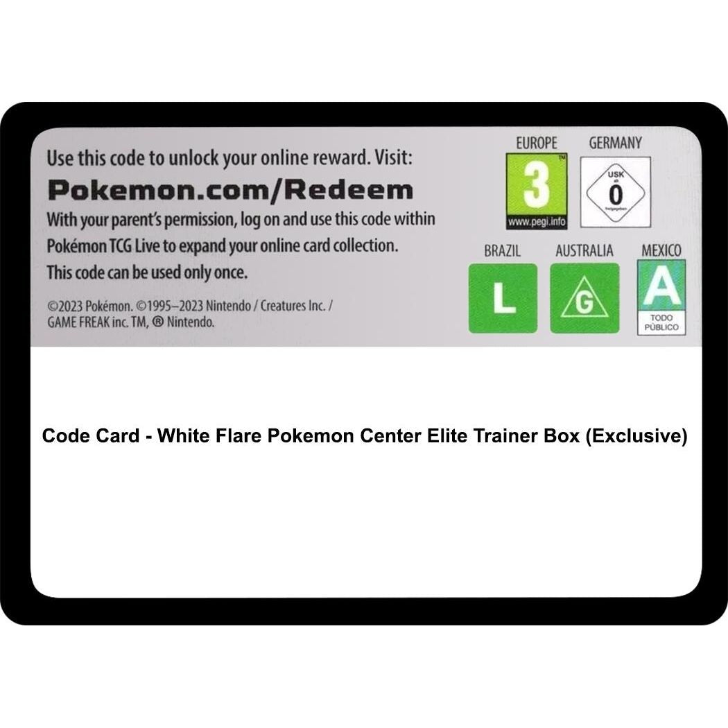 Image for Code Card - White Flare Pokemon Center Elite Trainer Box (Exclusive) (WHT) - Pokemon