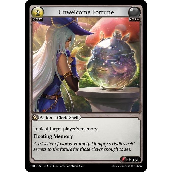 Image for Unwelcome Fortune (103) (DTR1E) - Grand Archive TCG