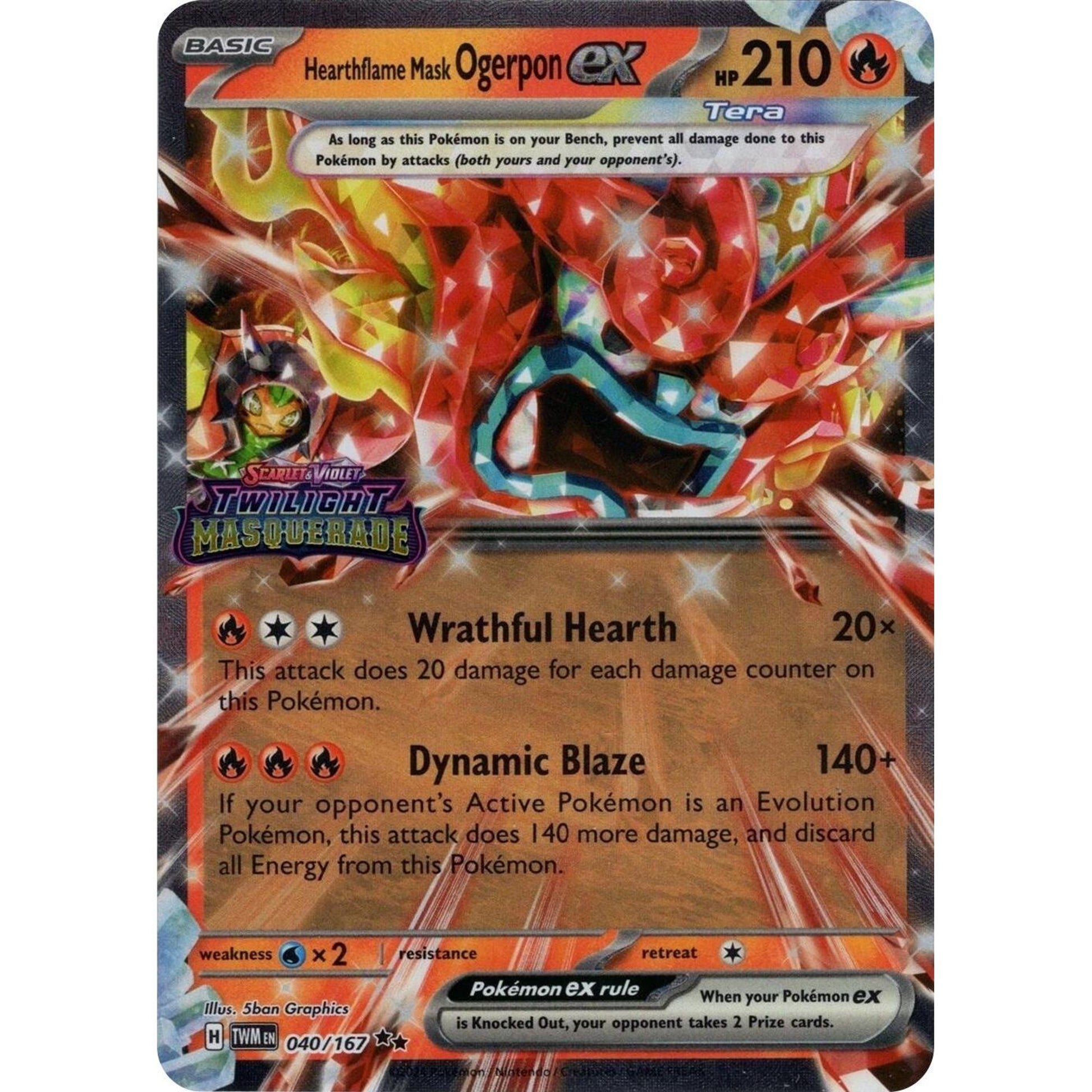 Image for Hearthflame Mask Ogerpon ex (Twilight Masquerade Stamp) (040/167) (MCAP) - Pokemon