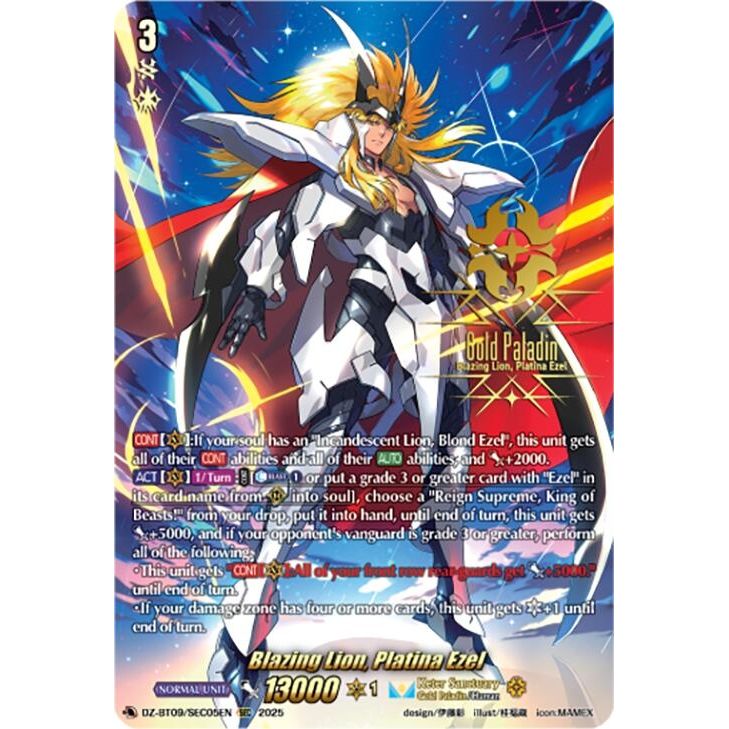 Image for Blazing Lion, Platina Ezel (SEC) (DZ-BT09/SEC05EN) (DZ-BT09) - Cardfight Vanguard