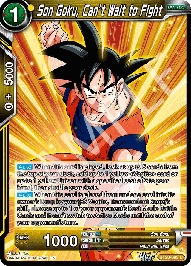 Image for Son Goku, Can’t Wait to Fight (BT28-093) (BT28) - Dragon Ball Super: Masters