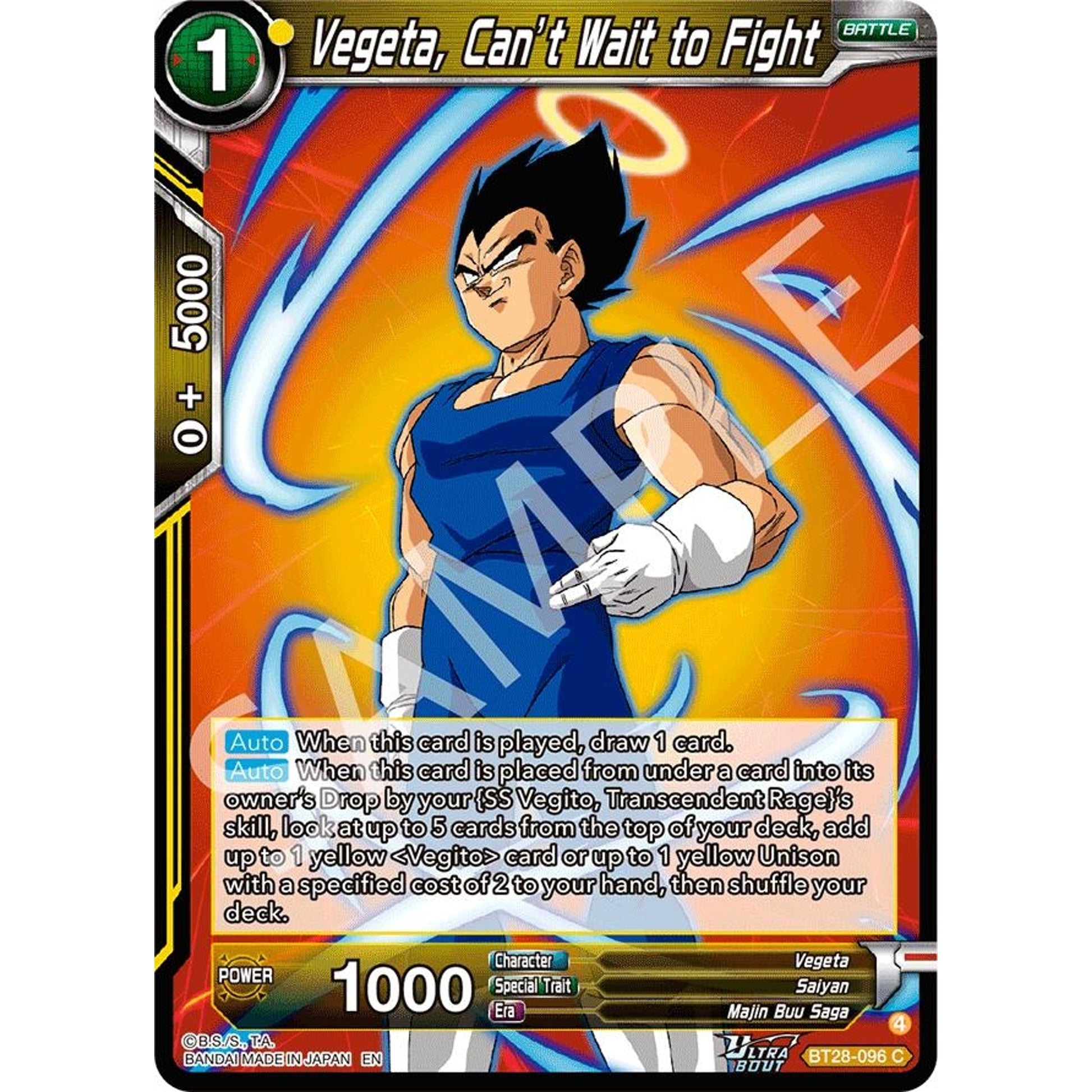 Image for Vegeta, Can’t Wait to Fight (BT28-096) (BT28) - Dragon Ball Super: Masters