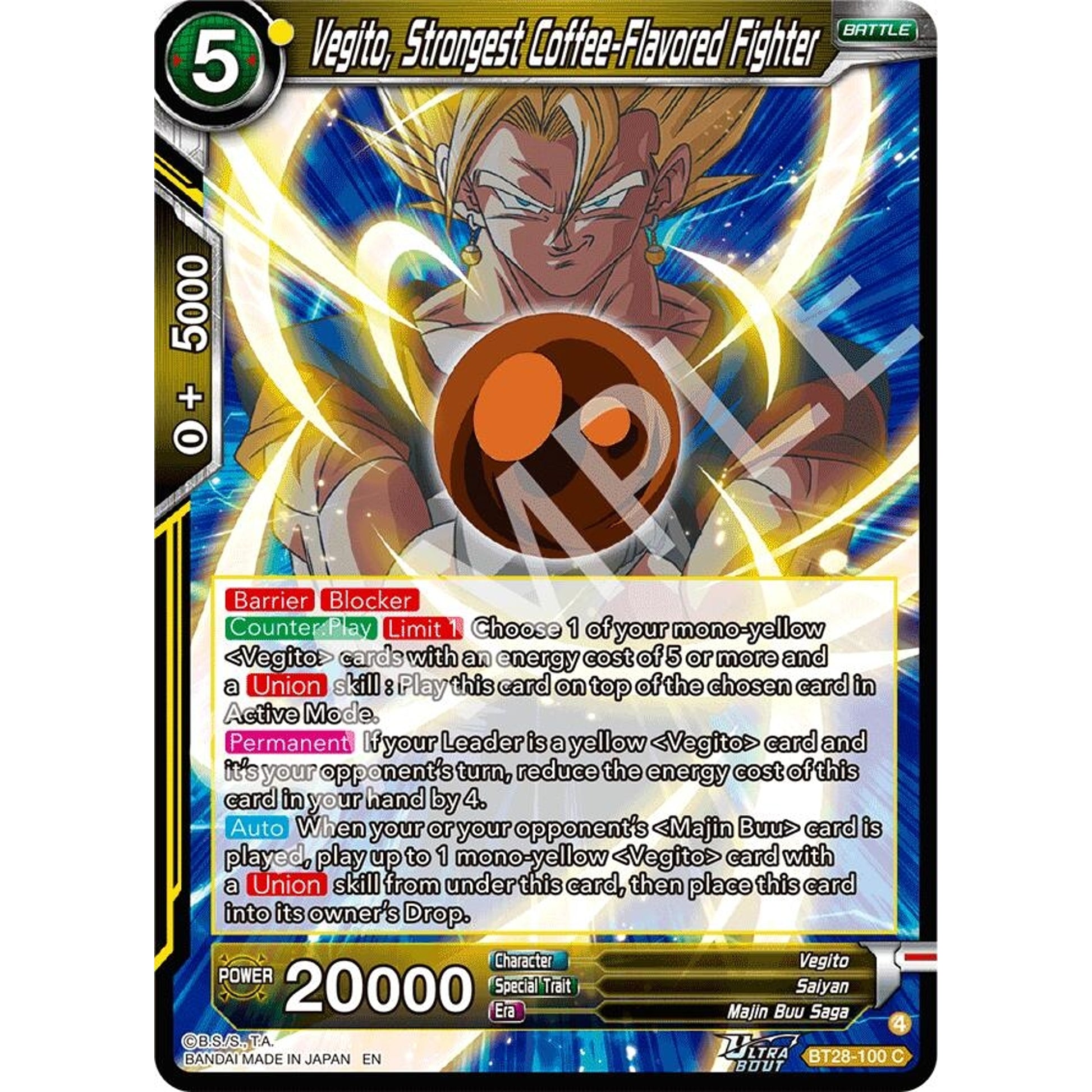 Image for Vegito, Strongest Coffee-Flavored Fighter (BT28-100) (BT28) - Dragon Ball Super: Masters