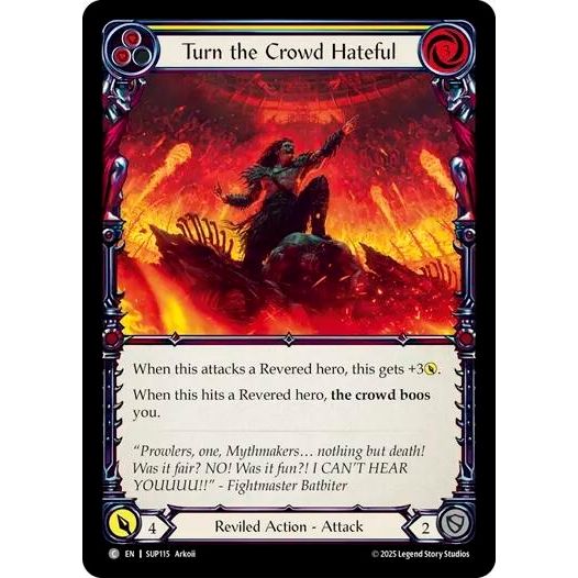 Image for Turn the Crowd Hateful (Yellow) (SUP115) (SUP) - Flesh and Blood TCG