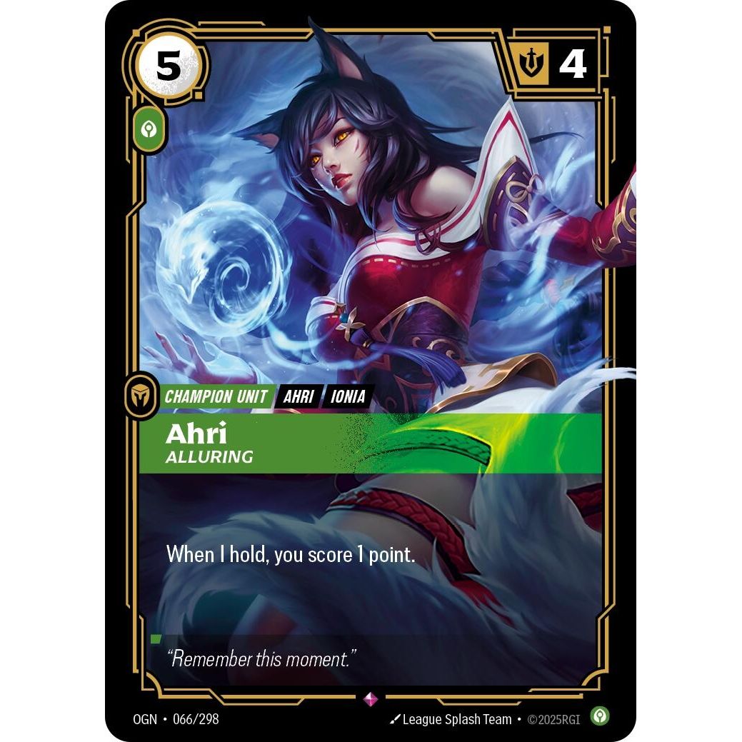 Image for Ahri - Alluring (066/298) (OGN) - Riftbound: League of Legends Trading Card Game