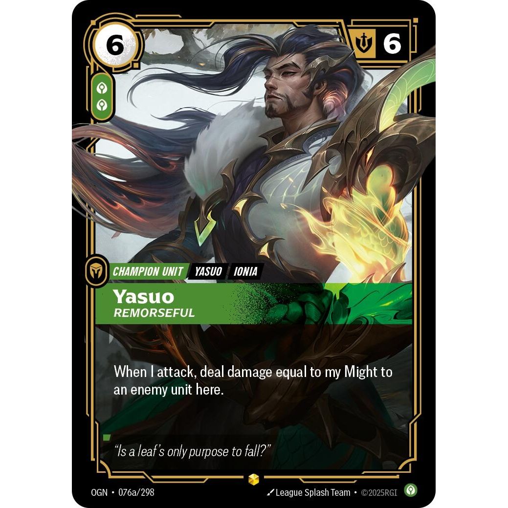 Image for Yasuo - Remorseful (Alternate Art) (076a/298) (OGN) - Riftbound: League of Legends Trading Card Game
