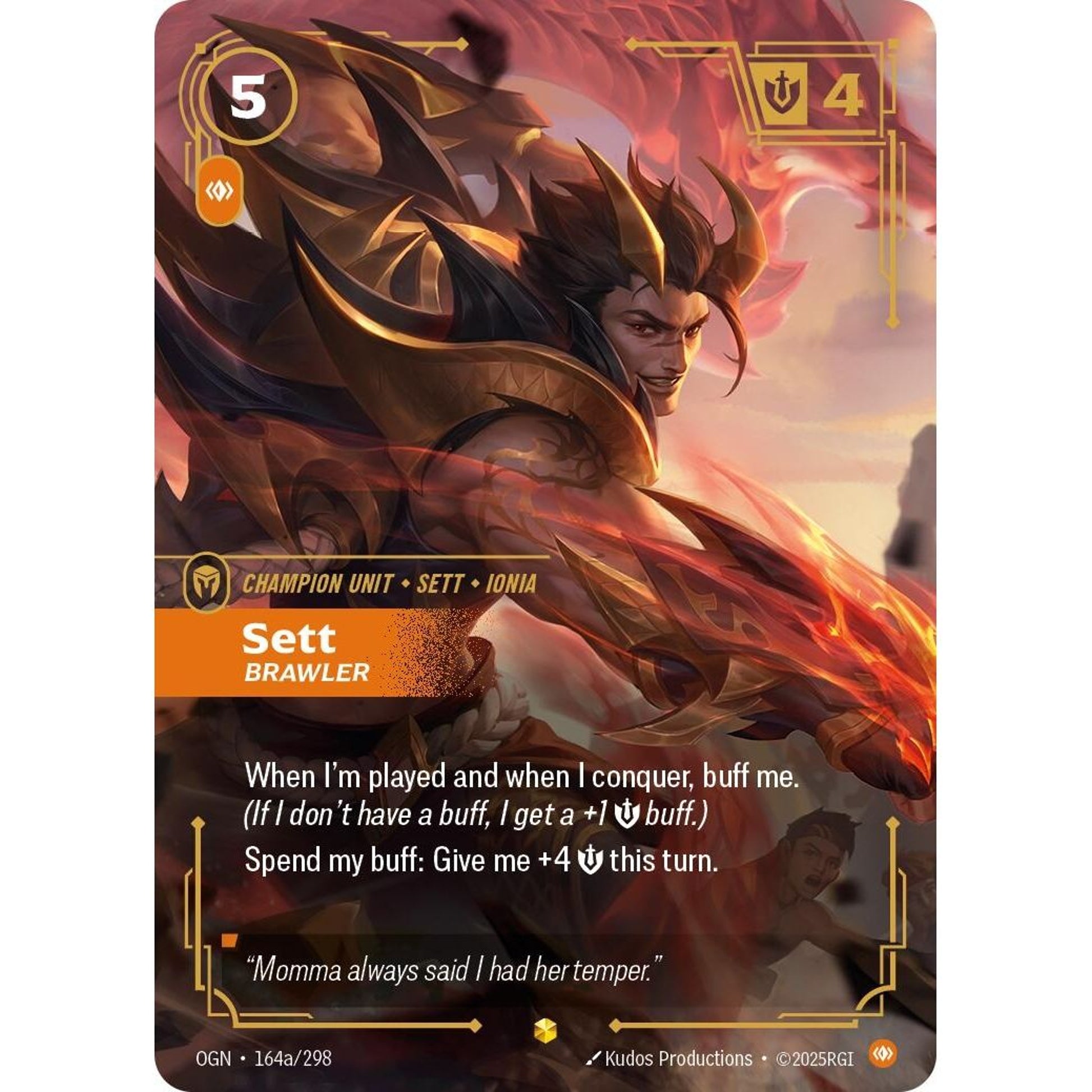 Image for Sett - Brawler (Alternate Art) (164a/298) (OGN) - Riftbound: League of Legends Trading Card Game