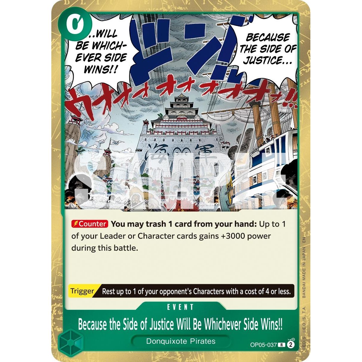 Image for Because the Side of Justice Will Be Whichever Side Wins!! (Reprint) (OP05-037) (PRB-02) - One Piece Card Game