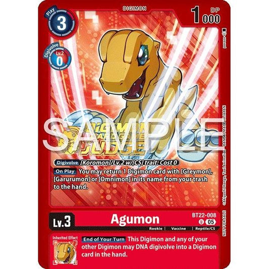 Image for Agumon (Judge Pack 2025 Wave 2) (BT22-008 U) (BT22) - Digimon Card Game