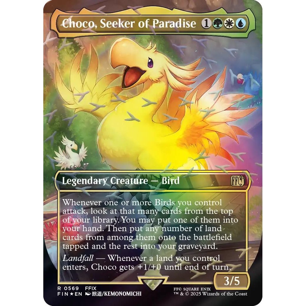 Image for Choco, Seeker of Paradise (Borderless) (Chocobo Track Foil) (569) (FIN) - Magic: The Gathering