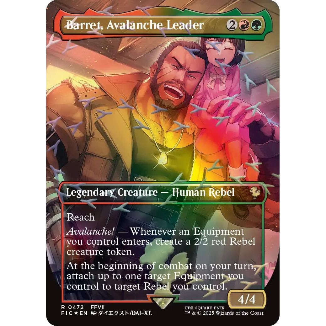 Image for Barret, Avalanche Leader (Borderless) (Chocobo Track Foil) (472) (FIC) - Magic: The Gathering