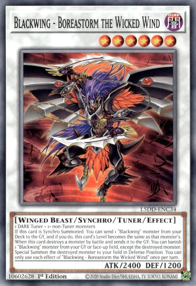 Image for Blackwing - Boreastorm the Wicked Wind (L5DD-ENC34) (L5DD) - YuGiOh