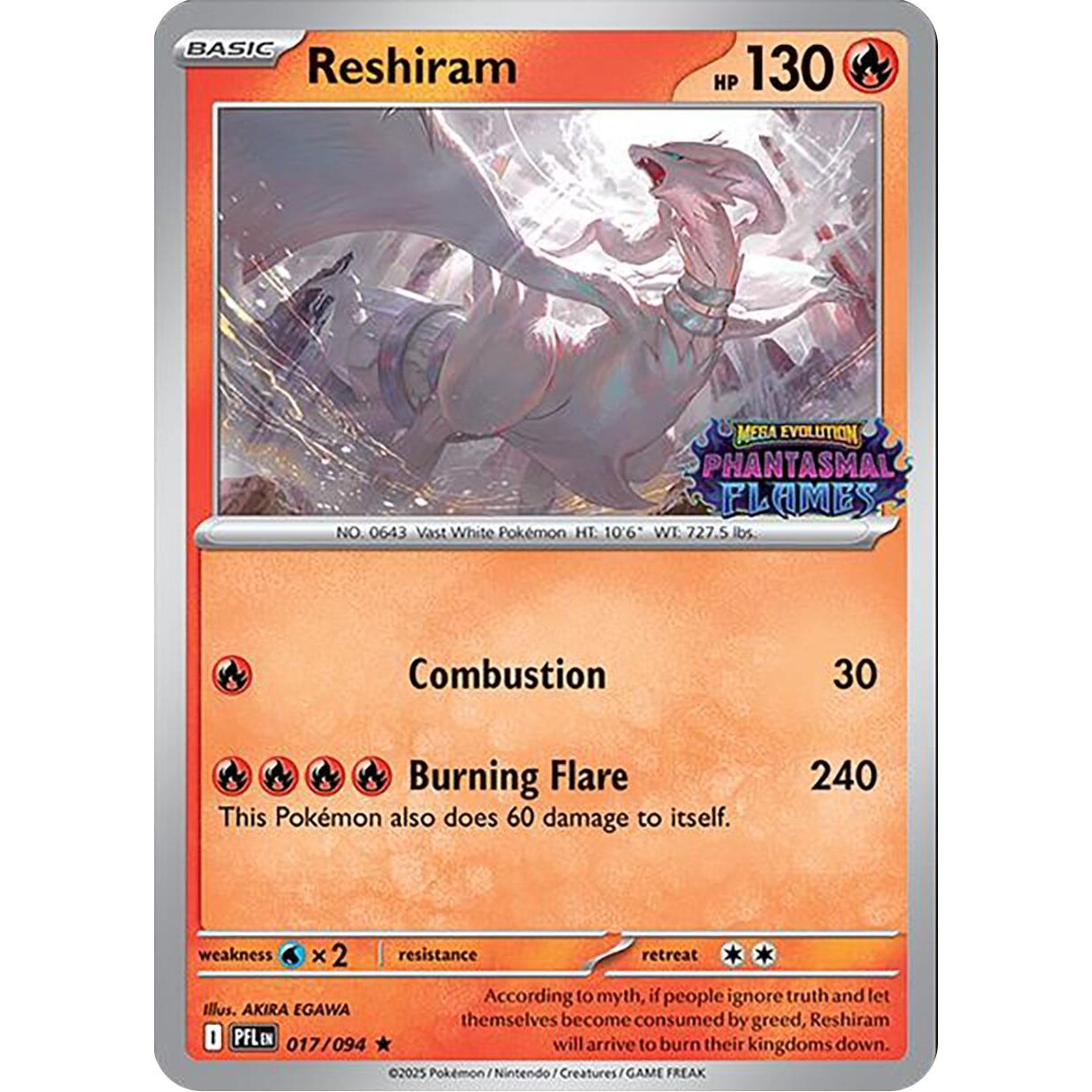 Image for Reshiram (Phantasmal Flames Stamped) (017/094) (MCAP) - Pokemon